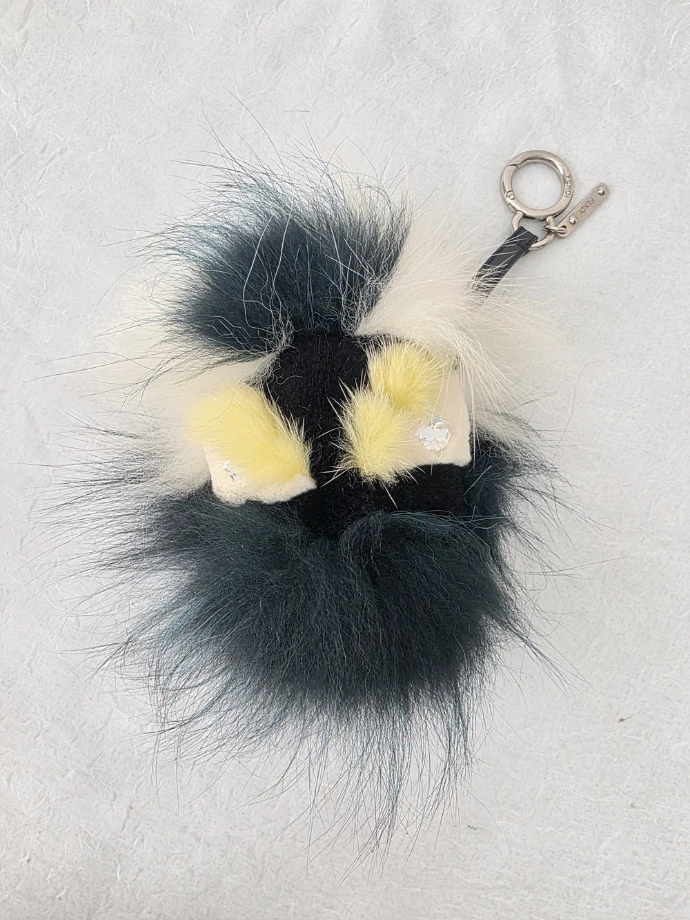 Auth Fendi Fur Monster Pom Bag/Key Charm